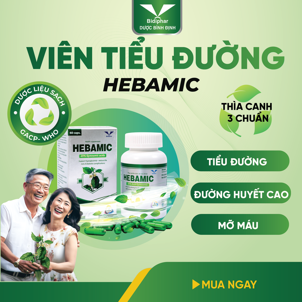 HEBAMIC - Viên Tiểu Đường - Lọ 60 Viên