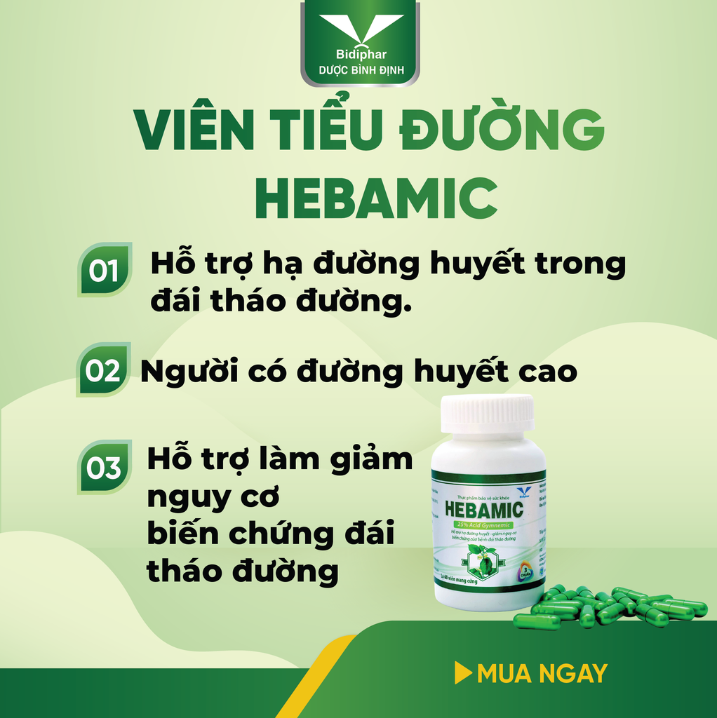 HEBAMIC - Viên Tiểu Đường - Lọ 60 Viên