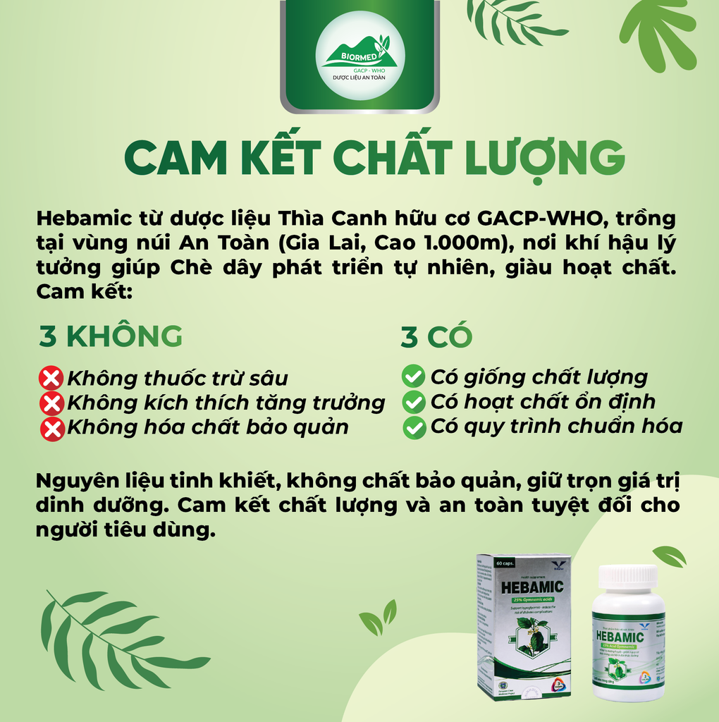 HEBAMIC - Viên Tiểu Đường - Lọ 60 Viên