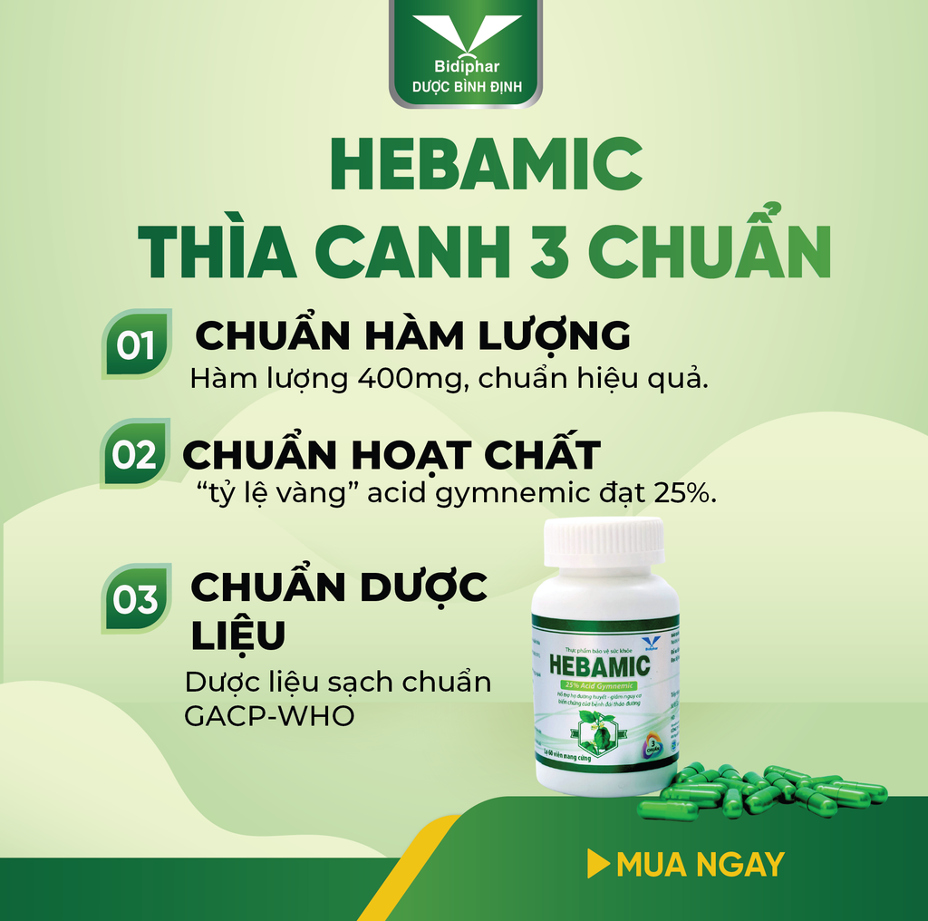 HEBAMIC - Viên Tiểu Đường - Lọ 60 Viên