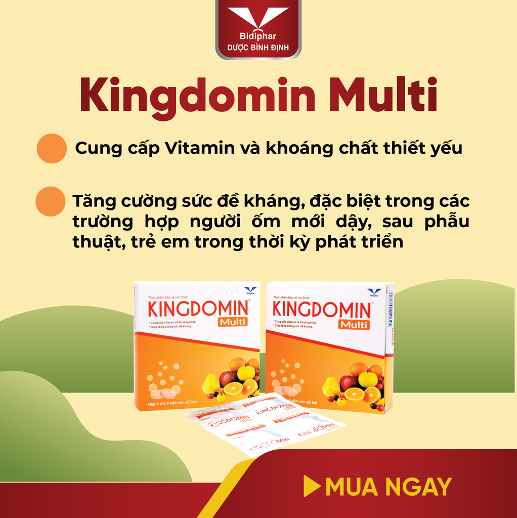 KINGDOMIN® Multi - Viên Sủi Vitamin, Tăng Đề Kháng - Hộp 20 Viên