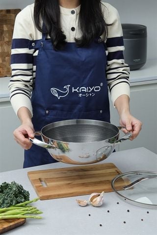 Chảo lẩu inox chống dính hoa văn nổi Quantinium Silver Crown Kaiyo