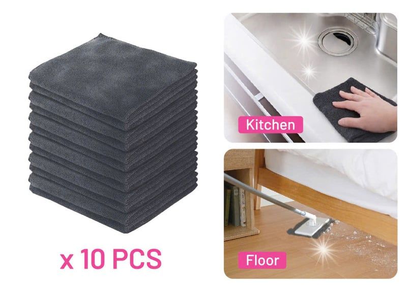 Cây lau nhà kẹp khăn đa năng xoay 360 độ Mirai (kèm 2 khăn lau Microfiber)