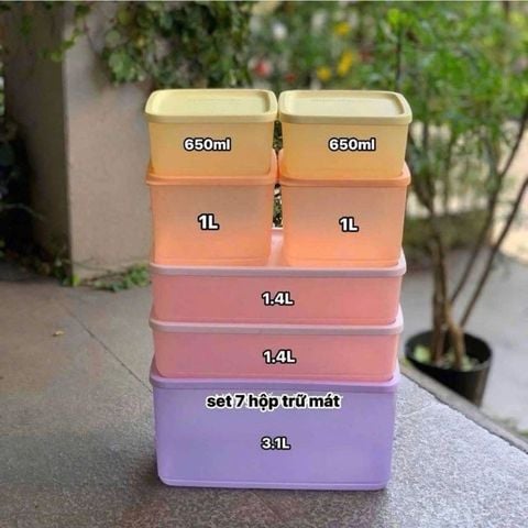 Bộ 7 hộp Tupperware trữ khô và mát Cubix 650ml, 1L, 1.4L, 3.1L