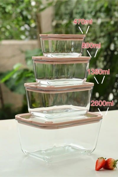 Hộp thủy tinh chịu nhiệt Borosilicate nắp thủy tinh Kaiyo