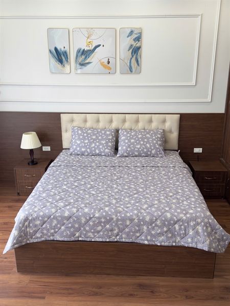 Bộ ga chần cotton 100% kèm 2 vỏ gối Kawa