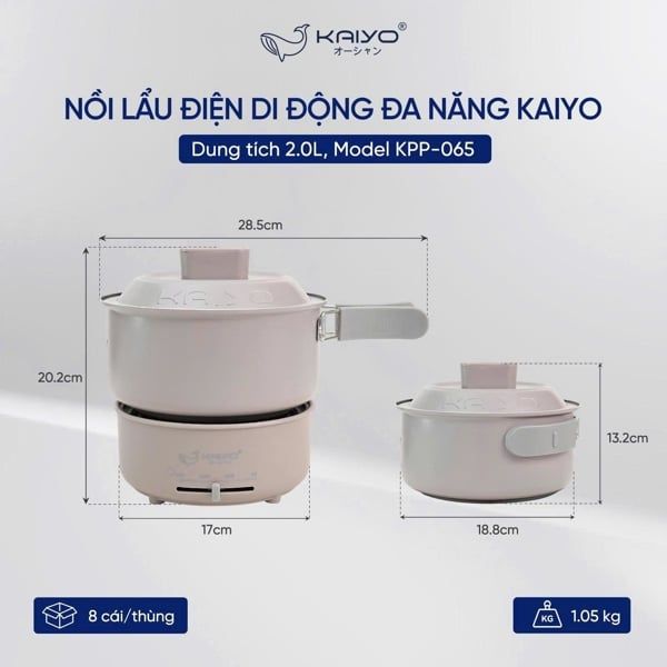 NỒI LẨU ĐIỆN DI ĐỘNG ĐA NĂNG KAIYO, DUNG TÍCH 2.0L, MODEL KPP-065 ( có kèm đế điện) Giá 950k giảm còn 595k ạ