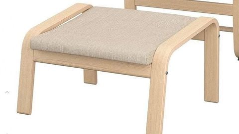 Gác chân Poang Ikea khung gỗ nâu + nệm nâu nhạt