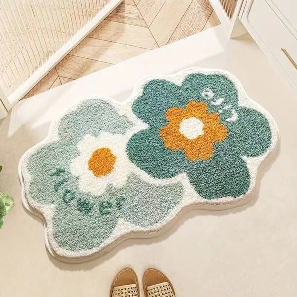 Thảm Sợi Chống Trượt 2 Bông Hoa 40*60cm