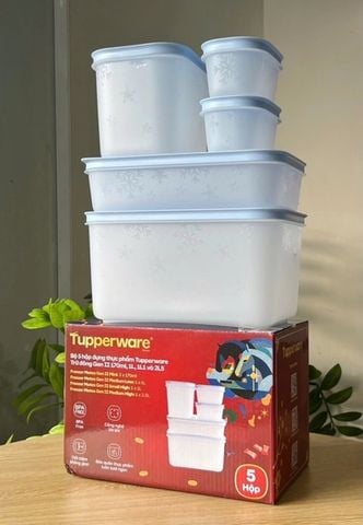 Bộ 5 Hộp Tupperware Trữ Đông Gen II (2 hộp 170ml+1 hộp 1.1L+1 hộp 1L và 1 hộp 2.5L )