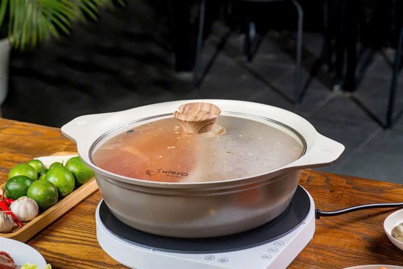Nồi lẩu nhôm đúc nguyên khối 2 ngăn Kaiyo 26cm