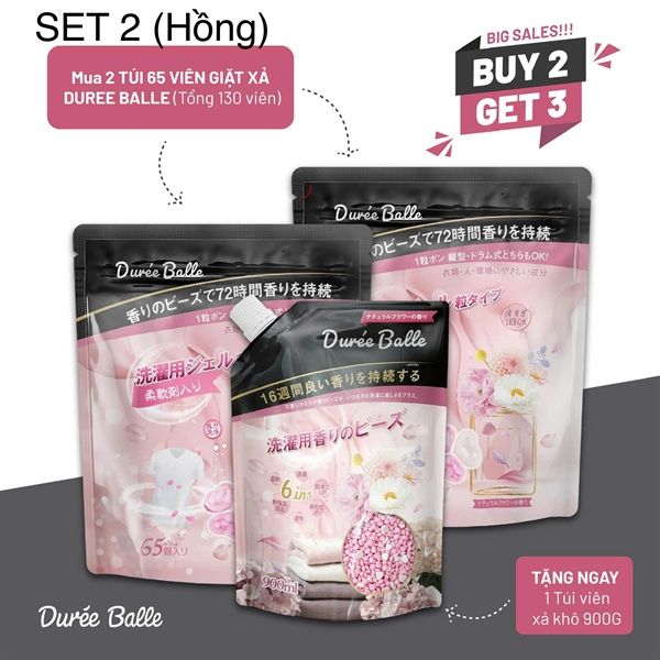 Túi 65 viên giặt xả Duree Balle 3 TRONG 1 HƯƠNG HOA
