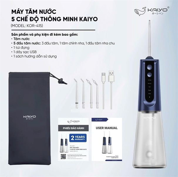 Máy tăm nước 5 chế độ thông minh Kaiyo Màu Xanh (Model: KOR-415)