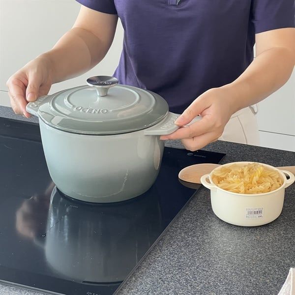 Nồi chảo gang đa năng 2in1 Oceno LOẠI TO CAO 13CM