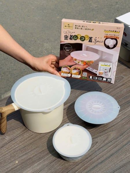 Set 3 nắp đậy thực phẩm silicone Kakusee Nhật Bản