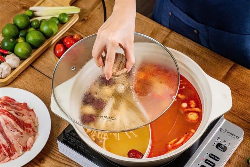 Nồi lẩu nhôm đúc nguyên khối 2 ngăn Kaiyo 26cm