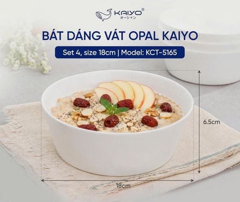 Set 4 bát dáng vát opal Kaiyo ( KCT-5165 )– size 18 x 6.5cm