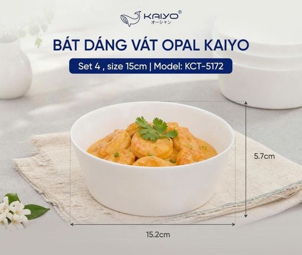 Set 4 bát dáng vát opal Kaiyo ( KCT-5172 )– size 15 x 5.7cm