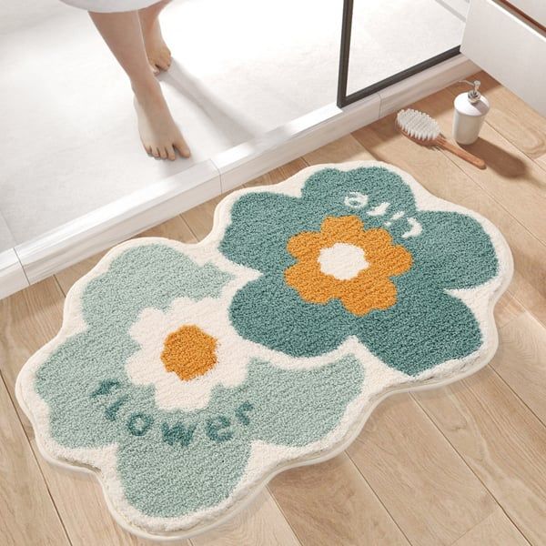 Thảm Sợi Chống Trượt 2 Bông Hoa 40*60cm