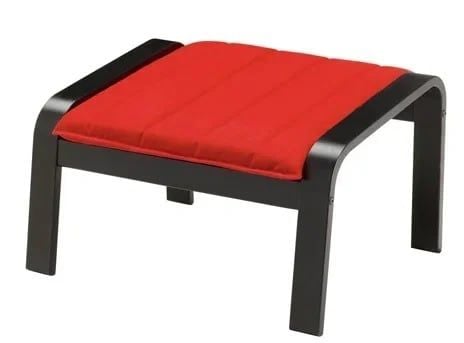 Gác chân Poang Ikea khung gỗ đen + nệm đỏ