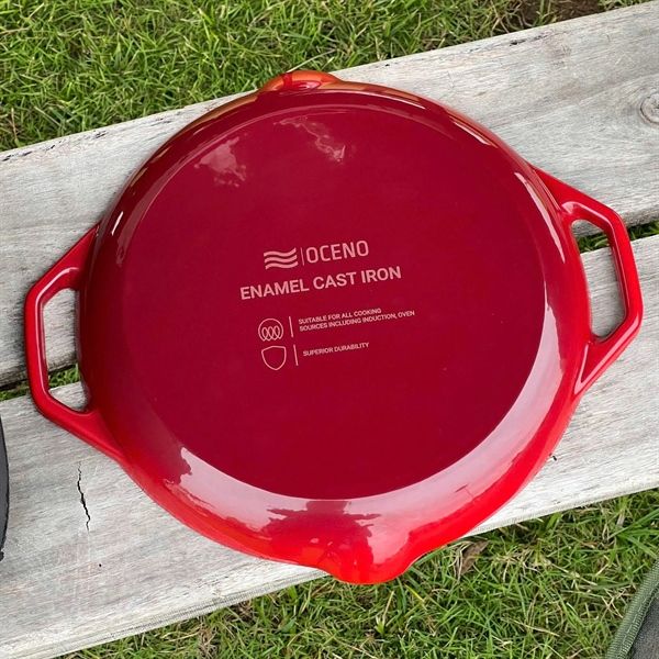 Chảo gang nướng Oceno 26cm màu đỏ
