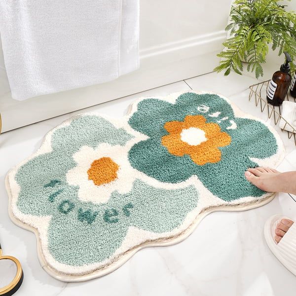 Thảm Sợi Chống Trượt 2 Bông Hoa 40*60cm