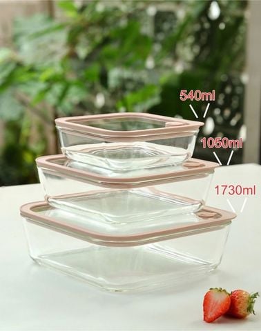 Hộp thủy tinh chịu nhiệt Borosilicate nắp thủy tinh Kaiyo