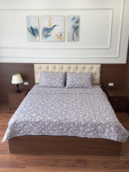 CHĂN chần cotton 100% size 2M*2M2 XÁM HOA