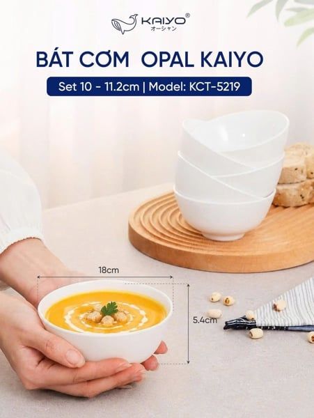 Set 10 bát cơm Opal Kaiyo KCT-5219 - size 11.2 x 5.4cm