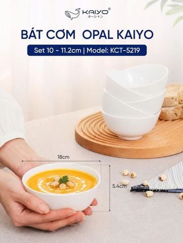Set 10 bát cơm Opal Kaiyo KCT-5219 - size 11.2 x 5.4cm