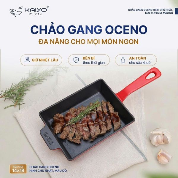 CHẢO GANG OCENO HÌNH CHỮ NHẬT SIZE 14x18cm (OFR-1358)