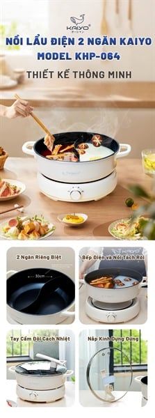 Nồi lẩu điện 2 ngăn Kaiyo size 6L (mã KHP-064)