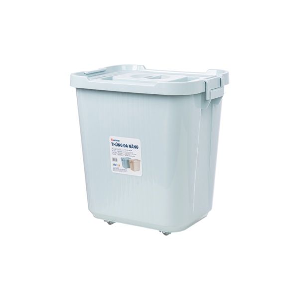 Thùng đa năng trung 35L nhựa VIỆT NHẬT có nắp đựng quần áo, gạo, đồ chơi bé