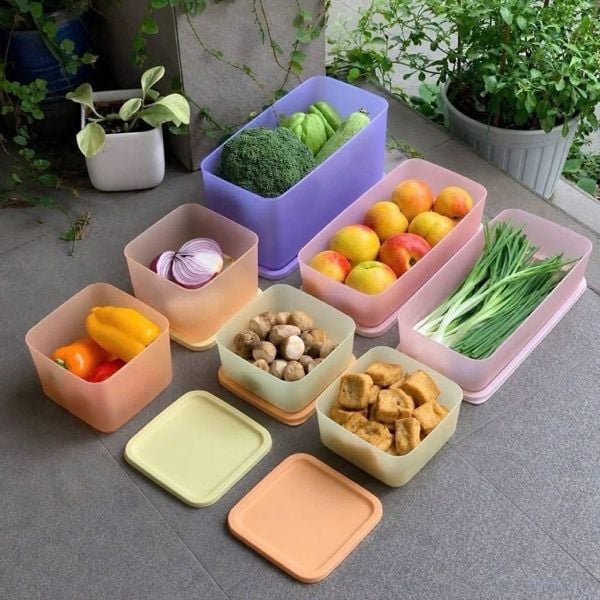 Bộ 7 hộp Tupperware trữ khô và mát Cubix 650ml, 1L, 1.4L, 3.1L
