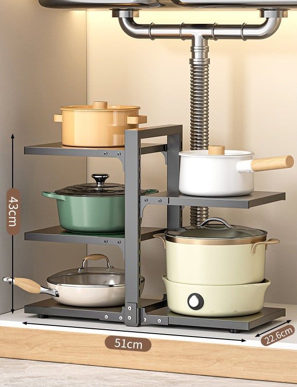 Kệ xong nồi nhiều tầng để gầm tủ bếp VOI VUÔNG