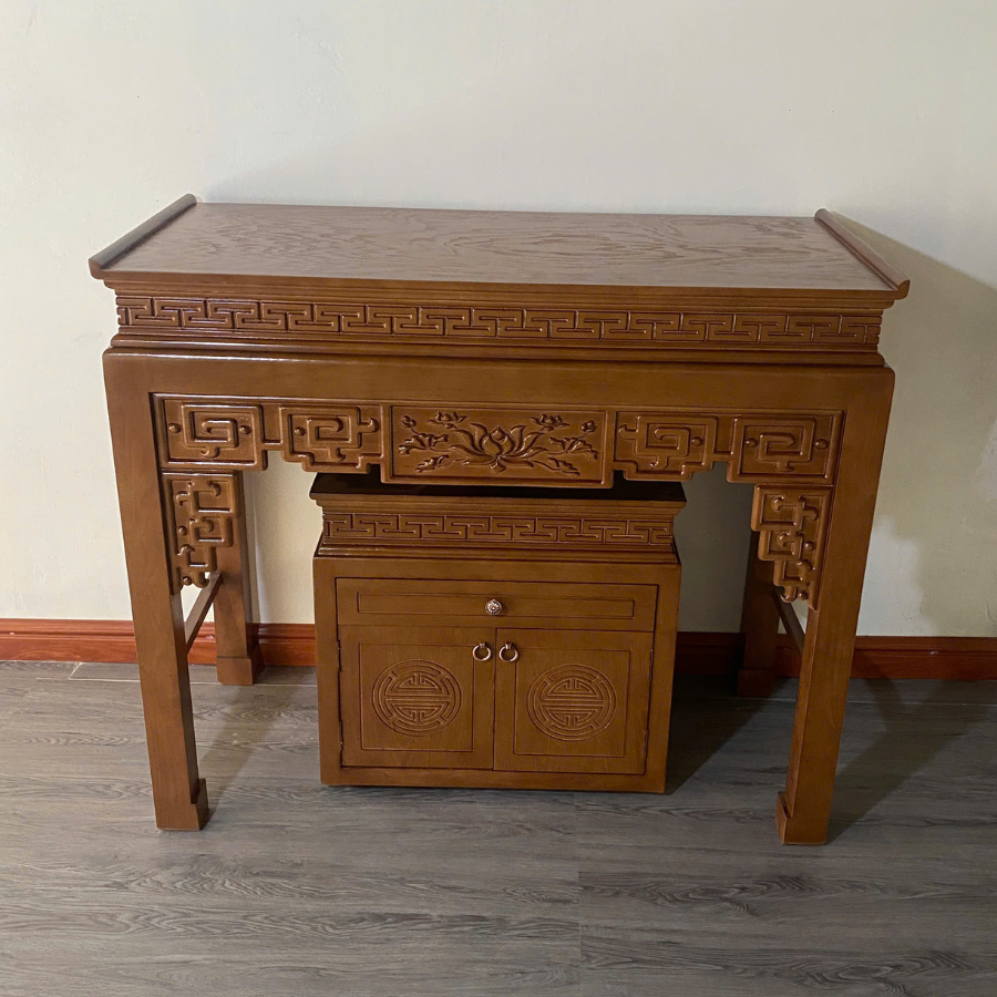 Bàn thờ gia tiên gỗ sồi có tủ ngăn kéo NH108