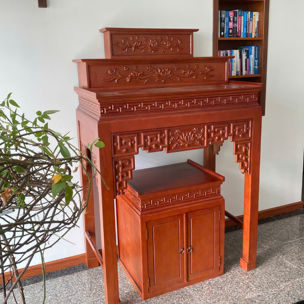  Bàn thờ đứng gia tiên gỗ sồi 3 tầng kèm tủ NH110 