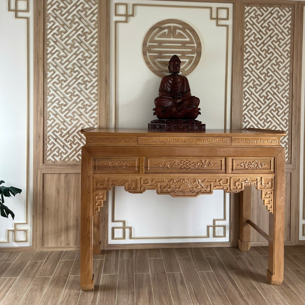  Bàn thờ Phật gỗ sồi chạm triện NH113 