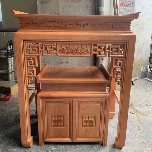  Bàn thờ đứng gia tiên gỗ sồi 2 tầng kèm tủ NH103 