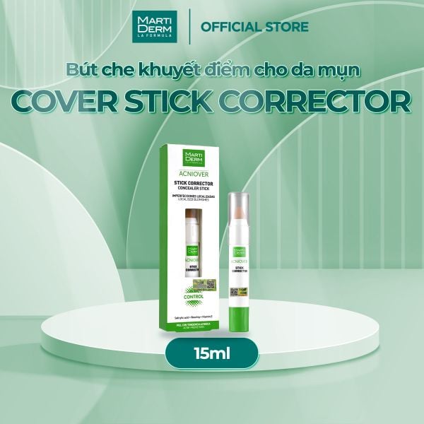 Bút Che Khuyết Điểm & Làm Giảm Mụn - MartiDerm Acniover Cover Stick Corrector (15ml) 