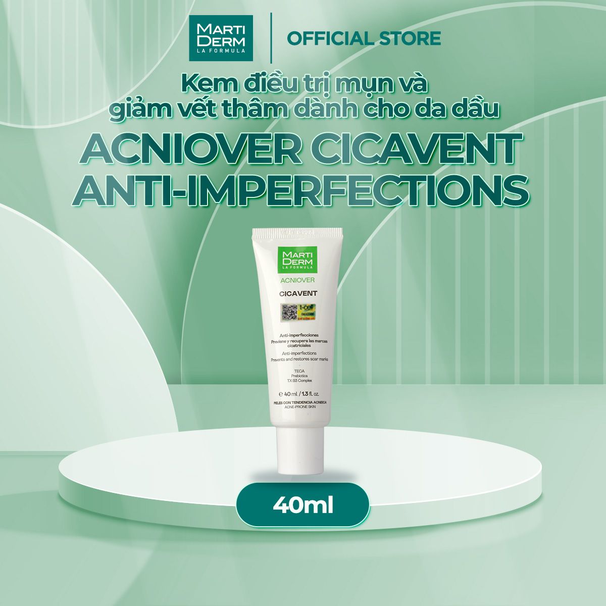  Kem Dưỡng Giảm Mụn & Mờ Vết Thâm - MartiDerm Acniover Cicavent (40ml) 