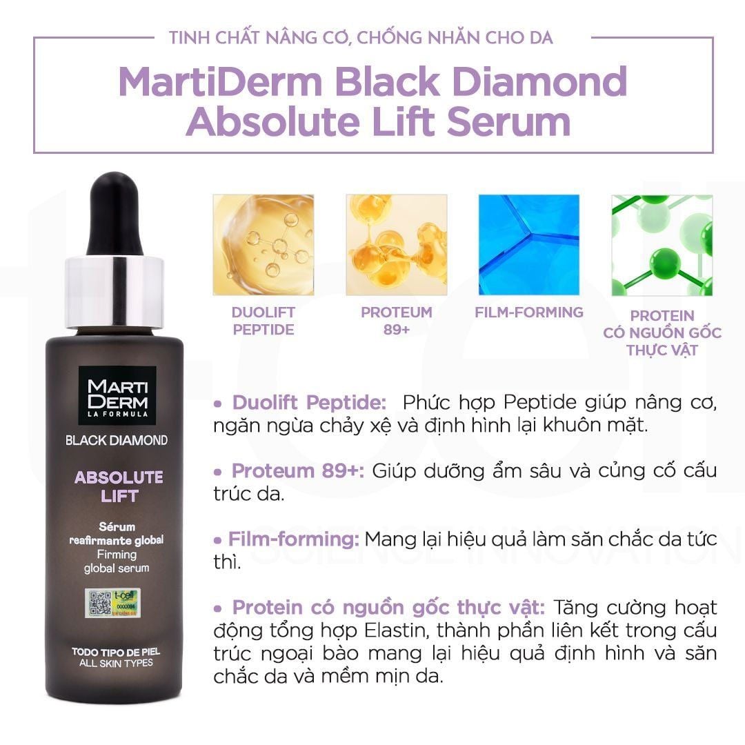  Tinh Chất Nâng Cơ, Chống Nhăn Cho Da - MartiDerm Black Diamond Absolute Lift Serum 