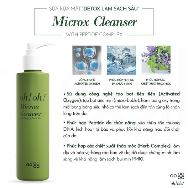  Sữa Rửa Mặt Detox Làm Sạch Sâu Cho Mọi Loại Da oh!oh! Microx Cleanser (with Peptide Complex) (150g) 
