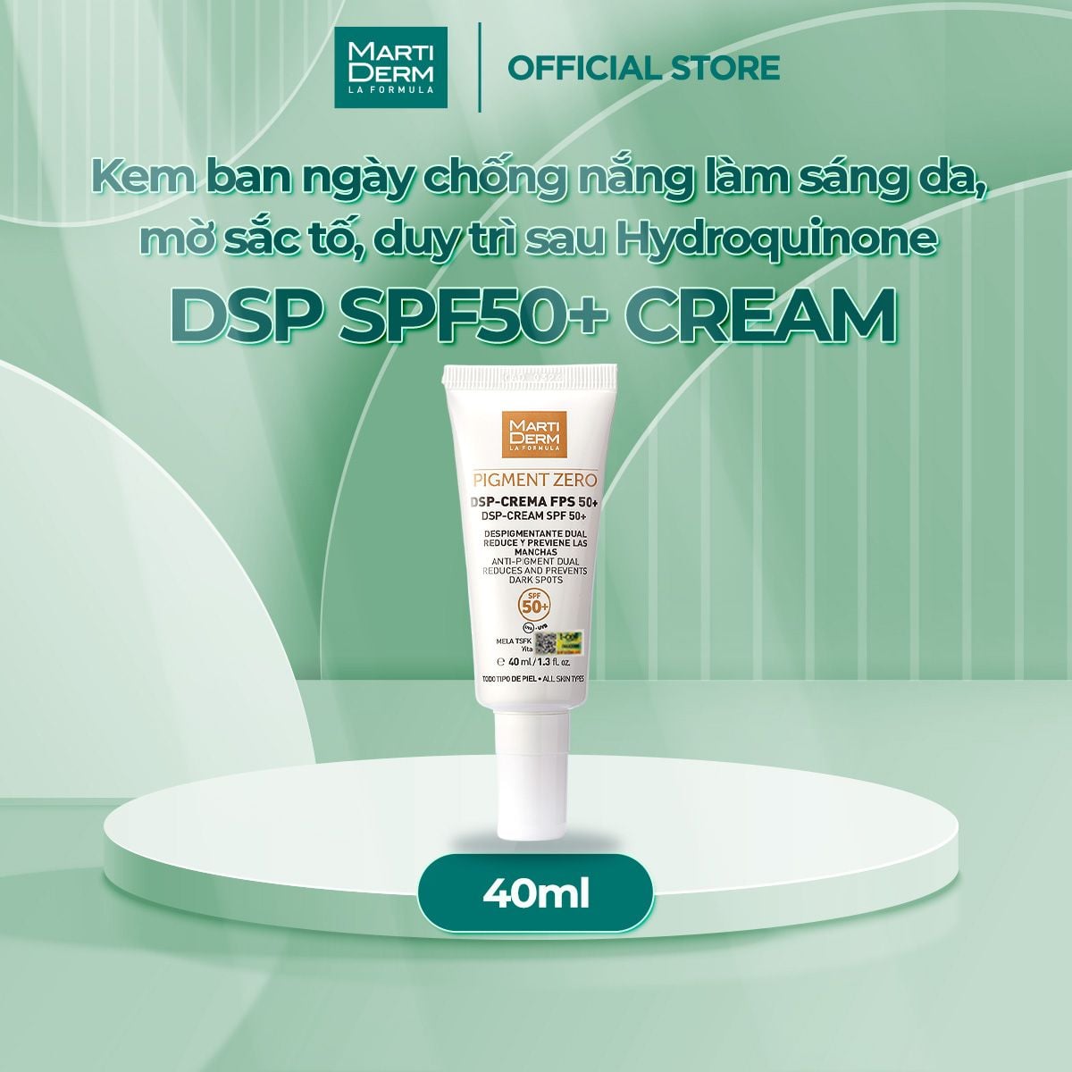  Kem Ngày Điều Trị Sắc Tố & Làm Sáng Da - MartiDerm Pigment Zero DSP SPF50+ Cream (40ml) 