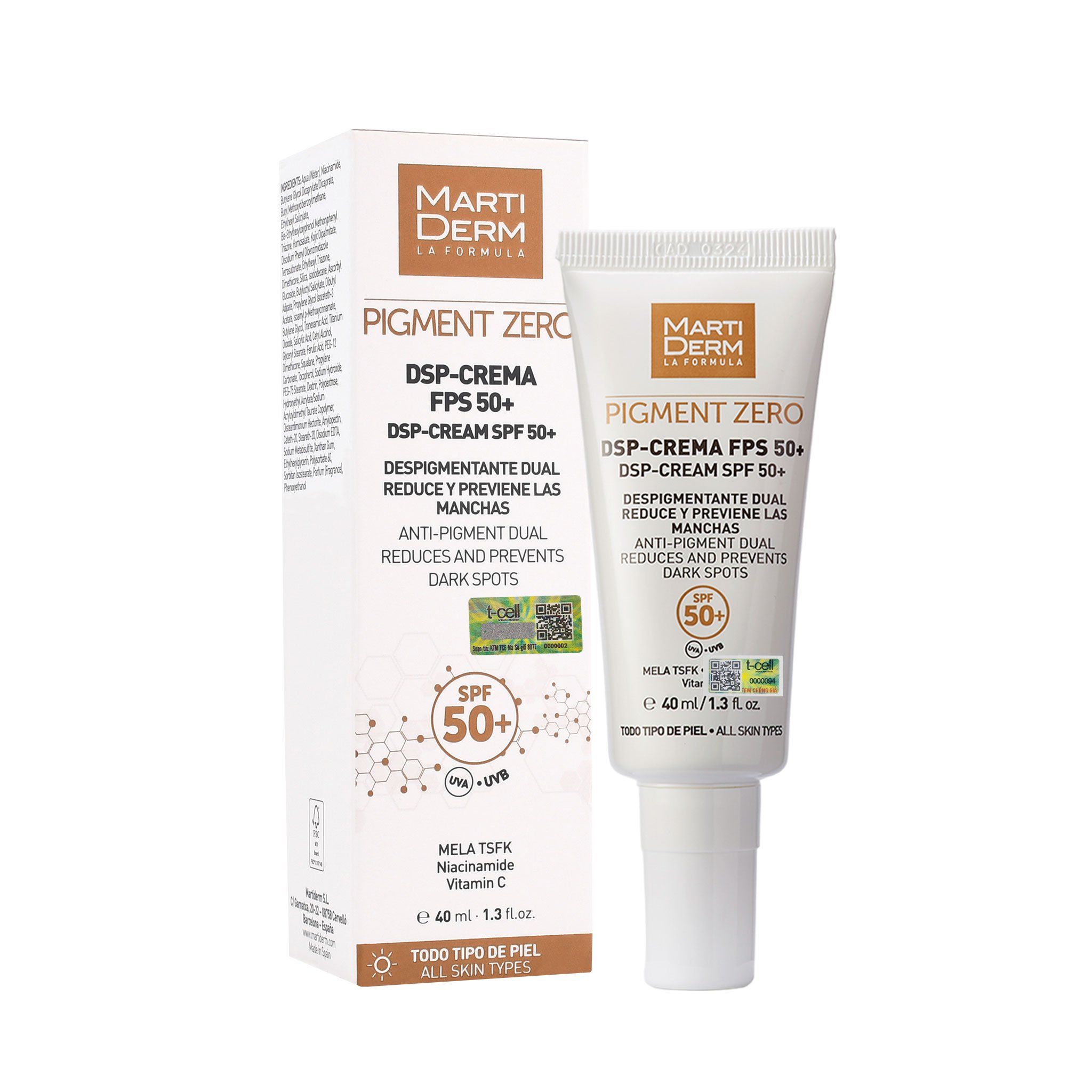  Kem Ngày Điều Trị Sắc Tố & Làm Sáng Da - MartiDerm Pigment Zero DSP SPF50+ Cream (40ml) 