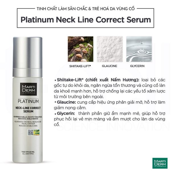  Tinh Chất Làm Săn Chắc & Trẻ Hoá Da Vùng Cổ - MartiDerm Platinum Neck Line Correct Serum (50ml) 