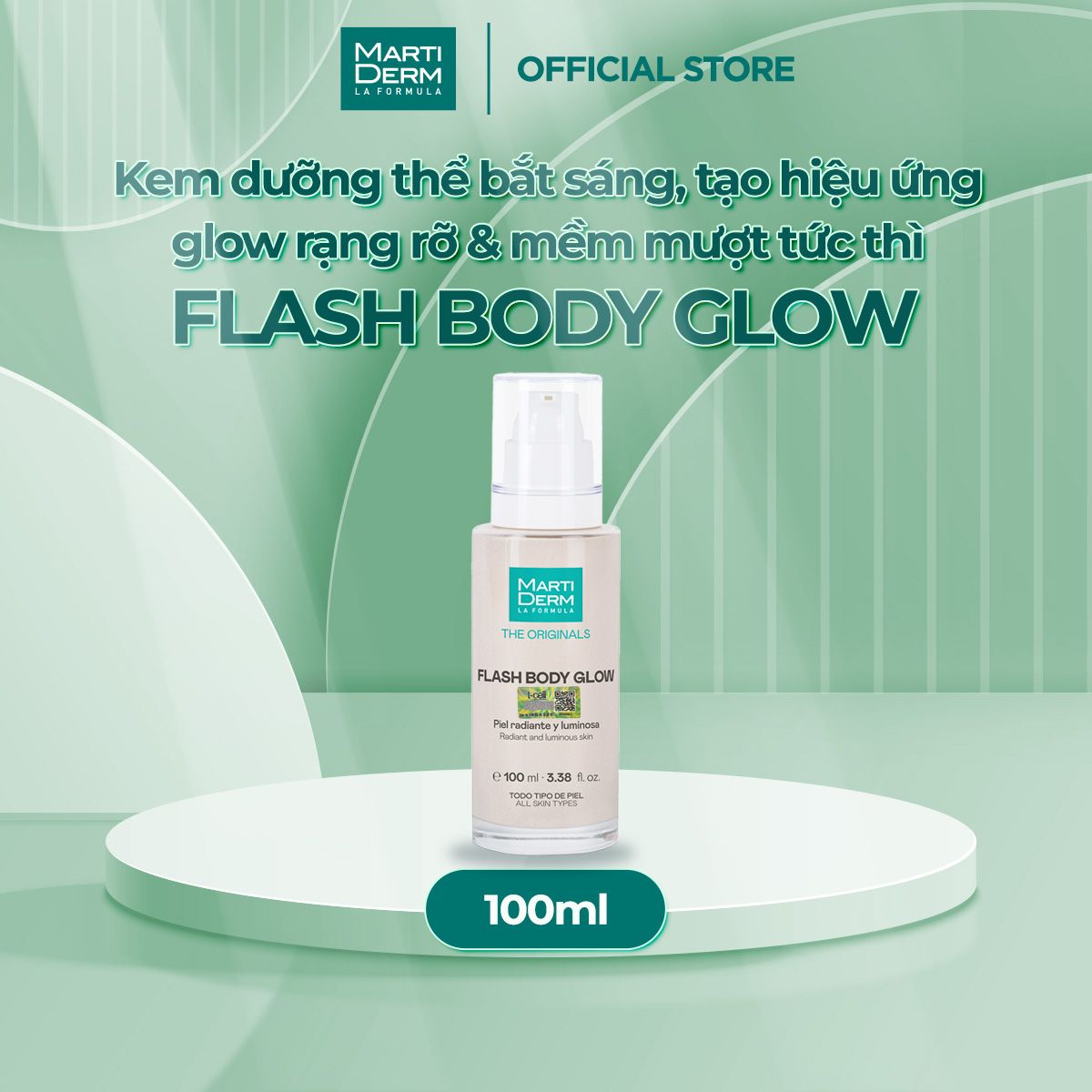  [MỚI RA MẮT] Kem dưỡng thể bắt sáng, tạo hiệu ứng glow rạng rỡ & mềm mượt tức thì - MartiDerm Flash Body Glow 