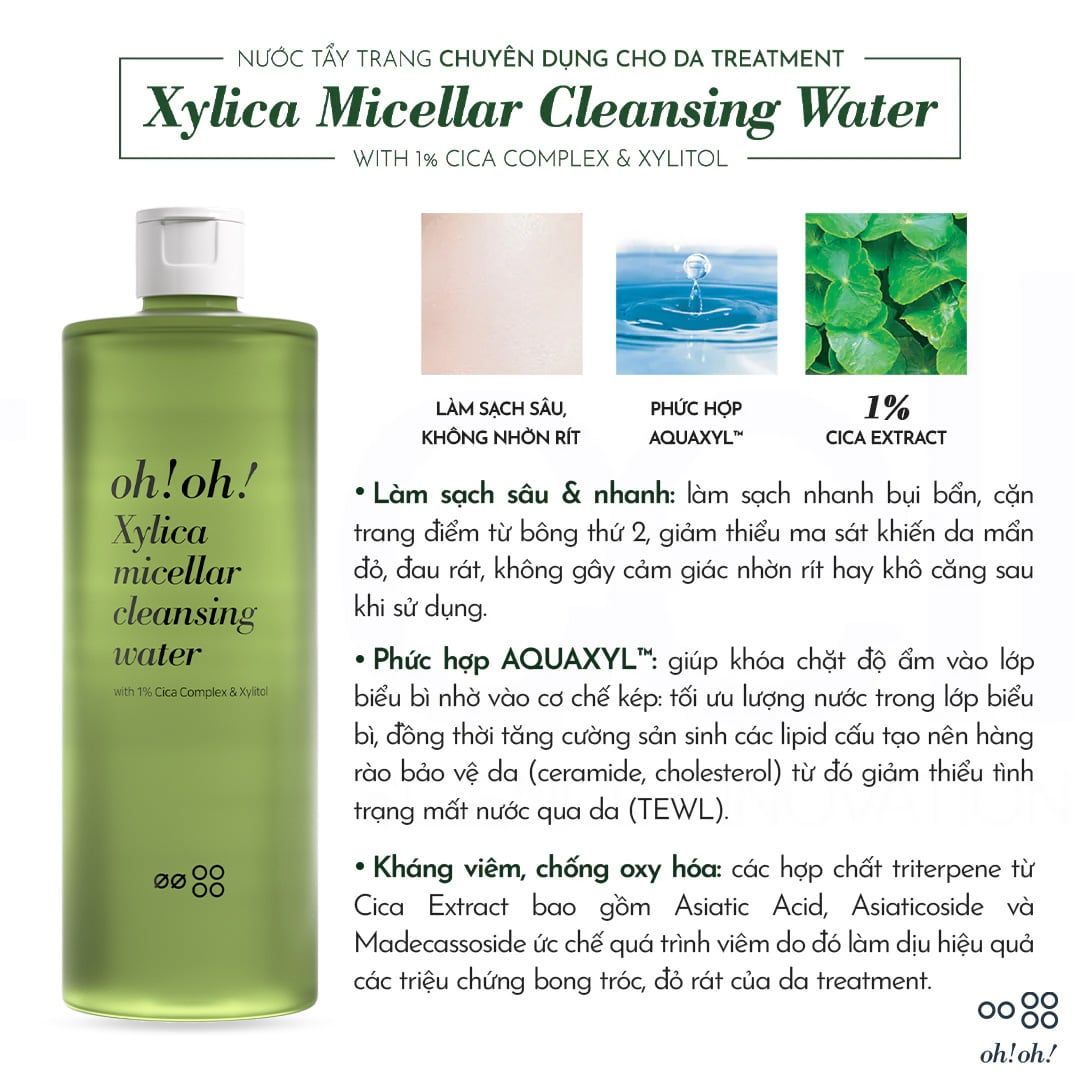  Nước Tẩy Trang Chuyên Sâu Phục Hồi Màng Lipid oh!oh! Xylica Micellar Cleansing Water 
