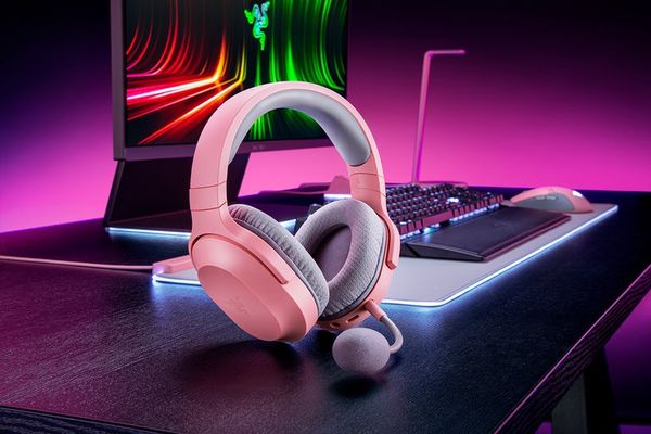 Tai nghe có khung choàng đầu kết hợp không dây Razer Barracuda X - Quartz Pink