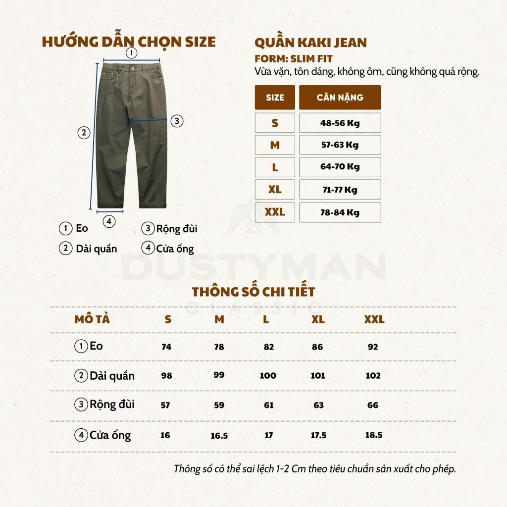 QUẦN KAKI JEAN DUSTY | SLIM FIT | KJ666